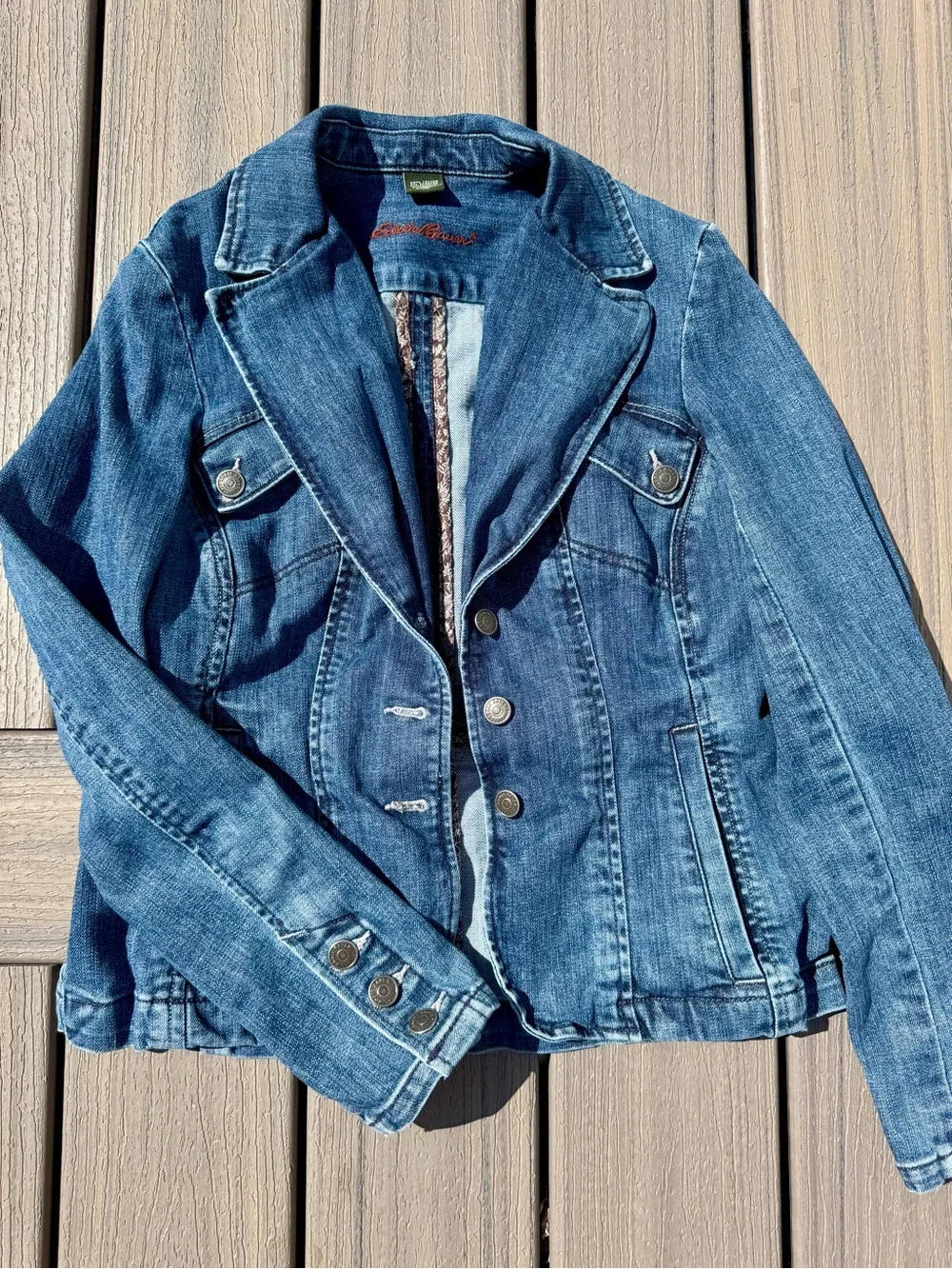 Eddie Bauer Women's Blue Denim Blazer Jacket